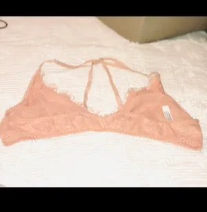Free People Light Pink Peach Lace Bralette sz Large thumbnail 2