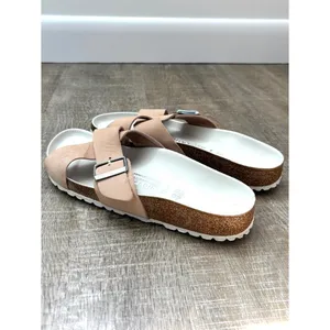 Birkenstock Siena Big Buckle Leather Nubuck Slides Sandals Light Pink Womens 40 thumbnail 10