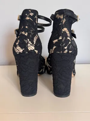 Kate Spade New York Black Lace Ankle Strap Block‎ Heel Pumps 10.5M thumbnail 9