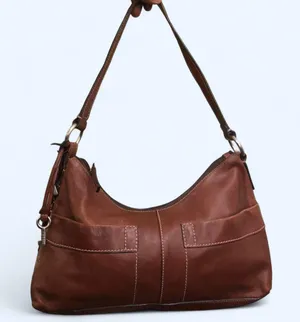 FOSSIL Vintage Y2K Brown leather baguette shoulder hobo hand bag purse boho satchel cargo pockets #grunge #whimsygoth #preppy #officesiren thumbnail 1