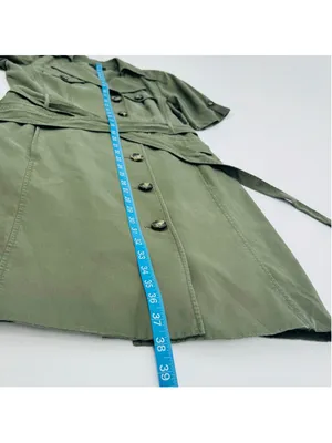 Tahari Olive Midi Shirt Dress Size 6 Military Inspired thumbnail 8