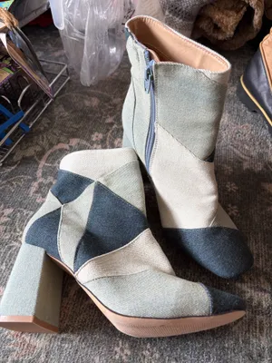 C'est 1946 Patchwork Denim Booties thumbnail 1