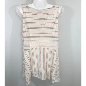 Maeve Anthropologie Ivory Red Striped Handkerchief Hem Tank Top Women Medium thumbnail 5