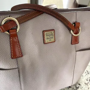Dooney & Bourke Pebbled Leather Tote Light Pink Purple Brown‎ Trim Shoulder Bag thumbnail 3