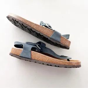 Grundland Thong Navy Leather Boho Minimalist Casual Everyday Sandals thumbnail 2