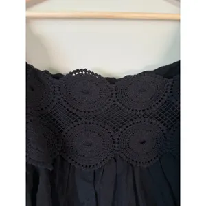Free People Black Crochet Lace Inset Square Neck Whimsigoth Babydoll Blouse L‎ thumbnail 3