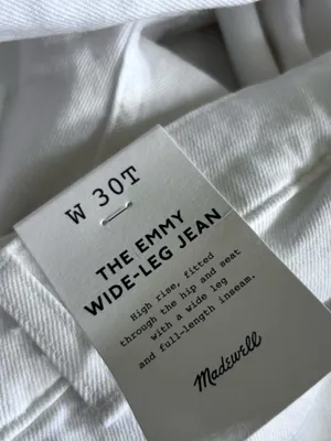 NWT Madewell Tall White The Emmy Wide Leg Jeans Size 30T‎ thumbnail 6