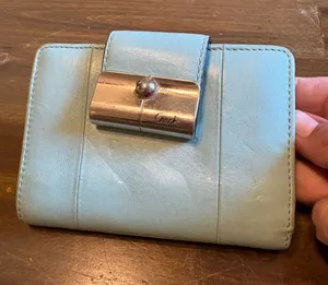 Coach Vintage Kristin Smooth Leather Compact Wallet Bifold Coin Light Blue Y2K thumbnail 1