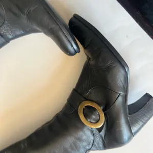Black Leather Knee-High Vintage Boots YES Shoes biker vintage rockabilly thumbnail 8