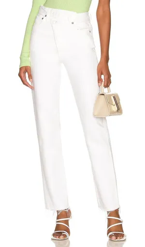 Agolde Jeans Womens 24 White Organic Cotton High Rise Criss Cross Straight Leg thumbnail 1