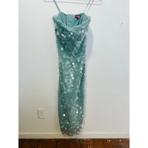 STAUD Seafoam Green Shimmering Sequined Strapless Casey Midi Gown size 2 thumbnail 2
