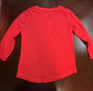Lauren Jeans Co. Ralph Lauren Women's Red Henley Shirt with Crochet Shoulder Det thumbnail 11