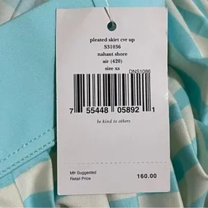 Kate Spade XS Nahant Shore Pleated Cover Up Skirt Blue Stripe NWT thumbnail 11