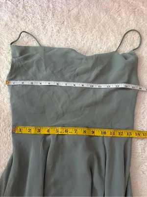 Lulus Romantically Speaking Sage Green Cowl Lace-Up Maxi Dress Size Medium thumbnail 8