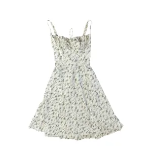 Cottagecore Whimsical Sundress Green White Lace Up Back Corset A-Line Mini Small thumbnail 2