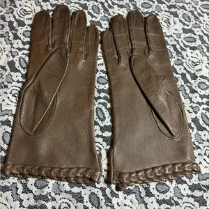 Vintage Brown Leather Gloves Size 6 thumbnail 3