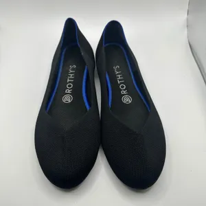 Rothys The Point Black Solid Pointed Toe Knit Flats Womens 8.5 Sustainable Shoe thumbnail 2