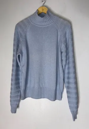 Van Kukil Light Blue Mock Neck Cashmere Sweater Medium‎ thumbnail 1