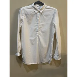 AYR Top Womens Small Half Placket‎ Button Front Long Sleeve White Poplin Tunic thumbnail 3