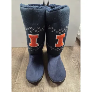 Campus Footnotes NWT Illinois Fighting Illini Boots Navy Tall Sweater 9/10 thumbnail 2