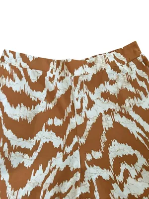 Nine West Wide Leg Cropped Pant Sz XL Fluid Zebra Print Brown/Cream Pockets thumbnail 3
