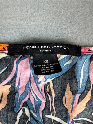 French Connection Floral Midi Dress in Black with Pink & Orange Print Size: XS thumbnail 2