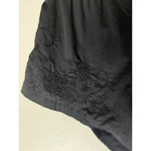 Rag & Bone Black Embroidered Cotton Shorts Elastic Waist Scallop Trim Small thumbnail 4