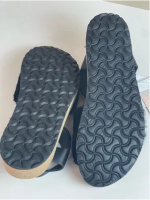 NWT Papillio by Birkenstock Black Shearling Platform Wedge Sandals Size 39 / 8 thumbnail 9