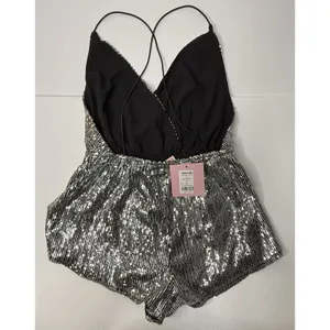 Showpo Disco Lights Playsuit Romper Sz 08 Silver Sequins Dance Festival Diva New thumbnail 9