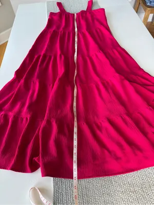 Max Studio Red Tiered Maxi Dress Size Small thumbnail 9