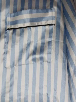 Ekouaer Striped Blue & White Satin Preppy Button-Up Pajama Set thumbnail 3