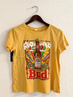 Junk Food Womens Shirt Tee Budweiser Distressed Short Sleeves Size Medium thumbnail 2