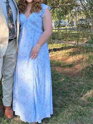 Francesca's Collections Kadence Bow Back Light Blue Floral Ruffle Maxi Dress thumbnail 6