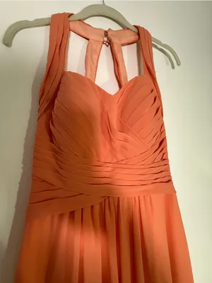 Y2K Azazie Coral Chiffon Evening Gown/ Prom Dress thumbnail 6