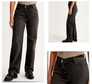 Abercrombie & Fitch Black Grey Curve Love High Rise 90s Relaxed Jeans 36/22R NEW thumbnail 2