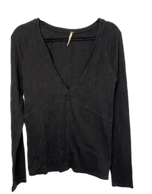 Free People Thick Cotton Blend Fitted Long Sleeve Lg thumbnail 1