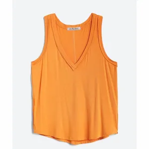 Free People Orange Moon Dance Knit Oversized V Neck Tank Top thumbnail 3