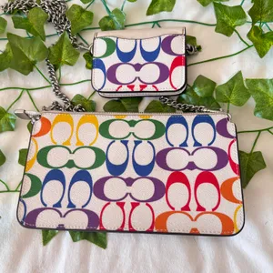 Coach Poppy Crossbody With Card Case In Rainbow Signature Canvas c4697 thumbnail 2