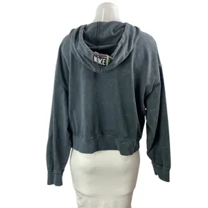 Nike Women's Black Washed Swoosh Logo Y2k Hoodie Hooded Sweatshirt Top Size S thumbnail 3