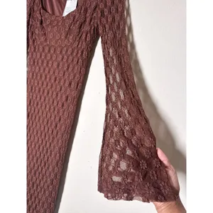 Bardot Evannia Lace Maxi Dress US 12 Chocolate Bell Sleeve Floral NWT thumbnail 4