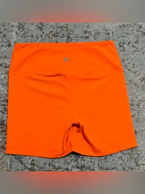 Yogalicious High-Waisted Neon Orange Biker Shorts size Medium thumbnail 9
