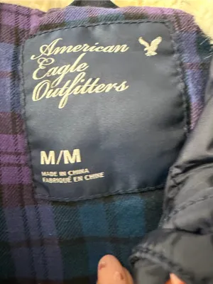 American Eagle Outfitters Navy and Purple Plaid Lined Jacket thumbnail 2