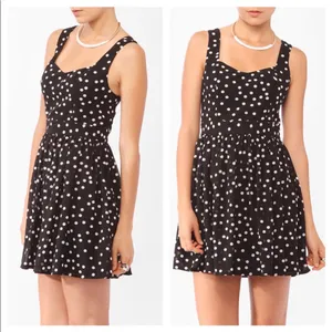 Aqua Polka Dot Mini Sweetheart Dress Black White S thumbnail 2