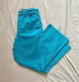 bright blue 100% cotton Zara jeans thumbnail 1