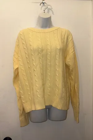 wild fable Pale Yellow Cable Knit Crewneck Sweater XL new thumbnail 1