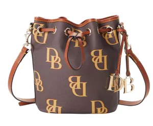 Dooney & Bourke NEW WITH TAG Brown Monogram Small Drawstring Crossbody Bag $218 thumbnail 1