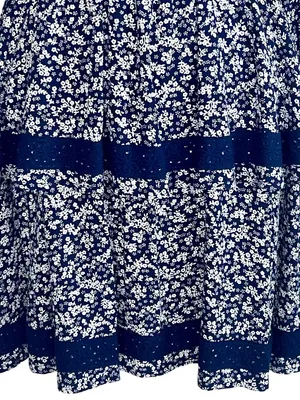 Chelsea & Violet Mini Floral Print Tiered Ruffle Long Sleeve Dress S Blue NWT thumbnail 4
