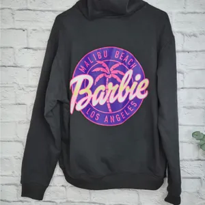 Barbie Malibu Beach Graphic Hoodie L Black Neon Retro Pullover Sweatshirt fall thumbnail 4