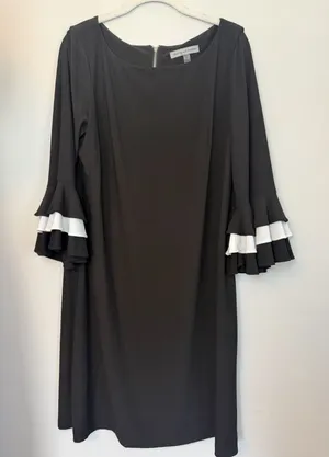 Danny And Nicole Black Bell Sleeve Dress Sz 14 thumbnail 1