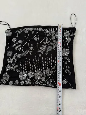 Faded Rose Black Beaded Sequin Tube Top M NWT Fairy Goth Y2K Party thumbnail 6